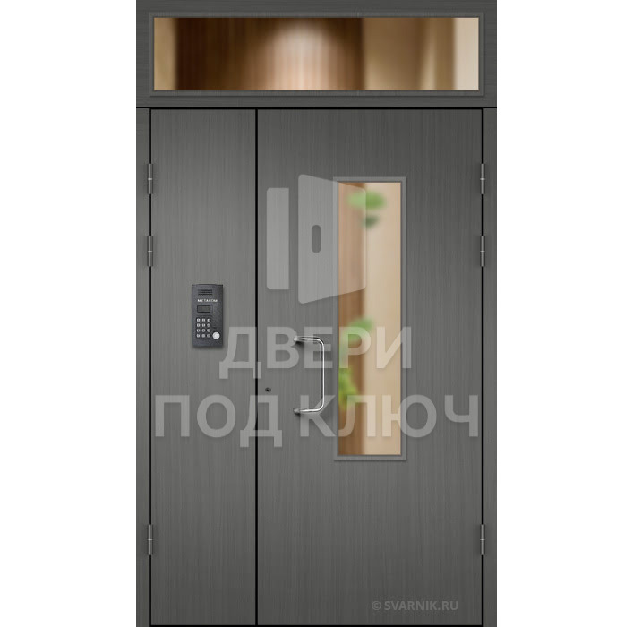 Подъездная дверь с фрамугой и стеклом ДПК-13733